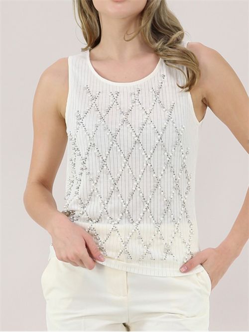 Top in maglia misto cotone con perle TWINSET | TP2710/00282